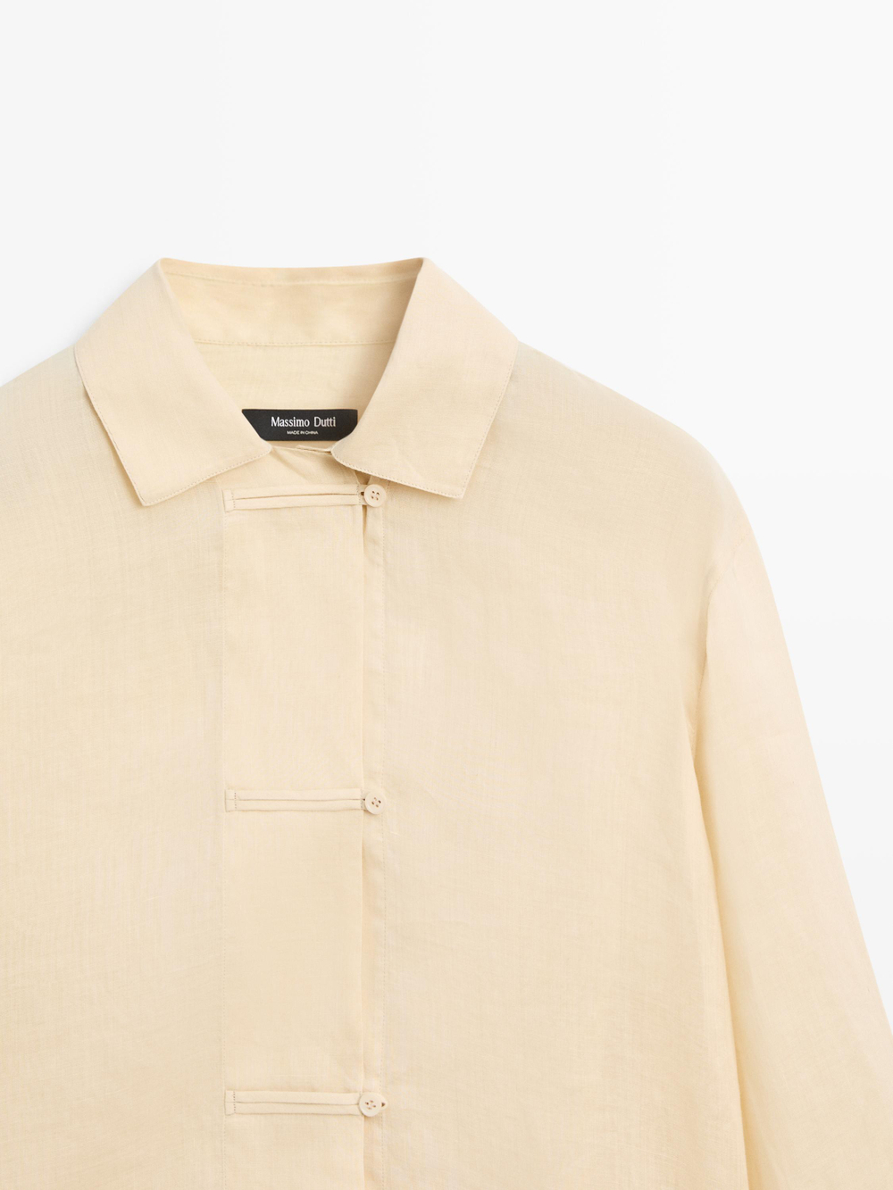 Massimo Dutti Рубашка из 100% струящейся ткани рами, бежевый