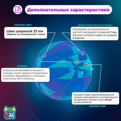 Аттракцион Водный шар ПВХ «Розовое сияние», 2*2*2 м