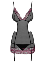 Сорочка Sedusia с открытой спинкой (Размер: S-M) (Цвет: черный с розовым)