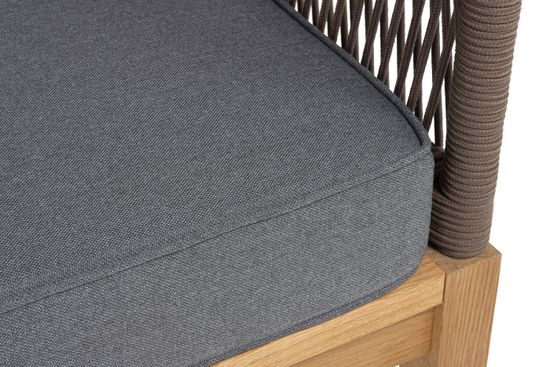 "Канны" диван 2-местный плетеный из роупа, основание дуб, роуп коричневый круглый, ткань темно-серая 027 NEW