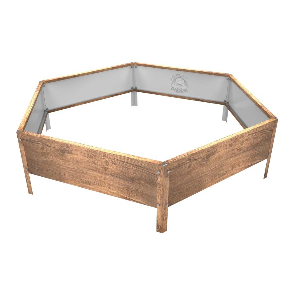 Клумба многоугольная оцинкованная с ножками 1 ярус Темное дерево