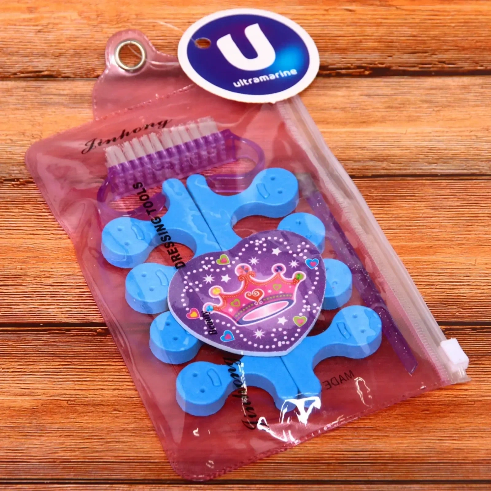 Набор для педикюра в косметичке 5шт «Сет», цвет микс, (пилка, шабер, щетка и разделители),10,5*16см