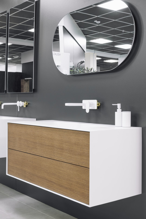 Armadi Art MINIMAL Тумба 120см цвет 2201 WHITE ACRYLIC COUNTER инт.подсветка+увел.раковина