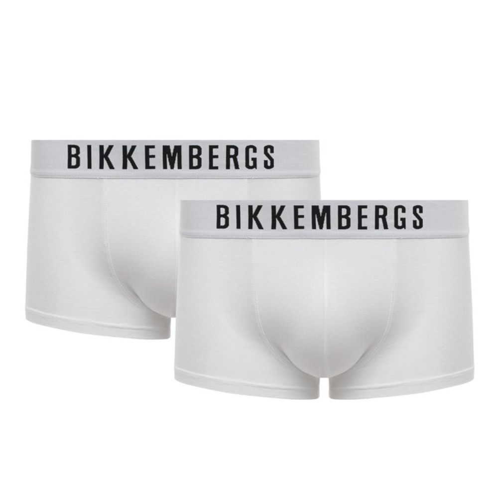 Мужские трусы хипсы белые набор 2 в 1 Bikkembergs ELEGANCE BKK1UTR10BI/2