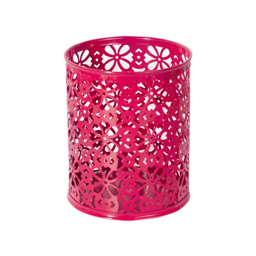 Подставка-стакан для канцтоваров Alingar, металлическая, круглая, узор "Клевер", ассорти