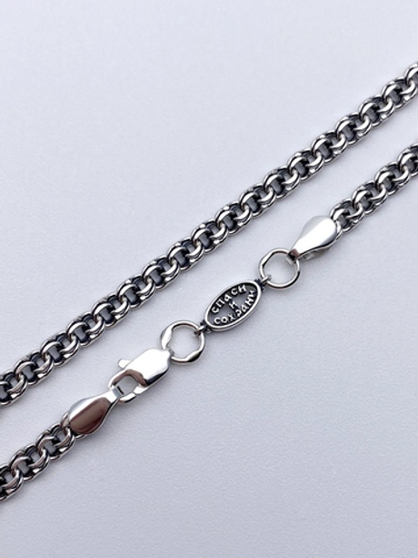 Цепь из серебра/Бисмарк/Чернение/Со вставкой спаси и сохрани /С алмазой огранкой