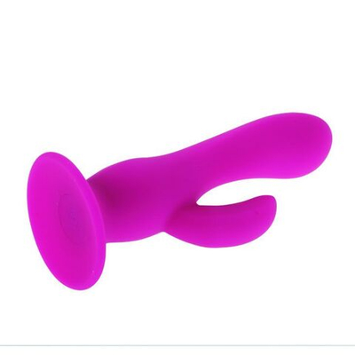 Вибромассажер с клиторальным стимулятором на присоске - 17,5 см. (Цвет: лиловый)