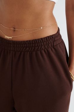 Широкие джоггеры без начеса шоколадного цвета