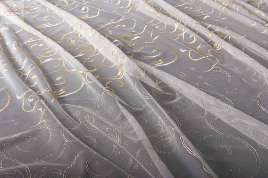 Микросетка с вышивкой Вензель (золото)