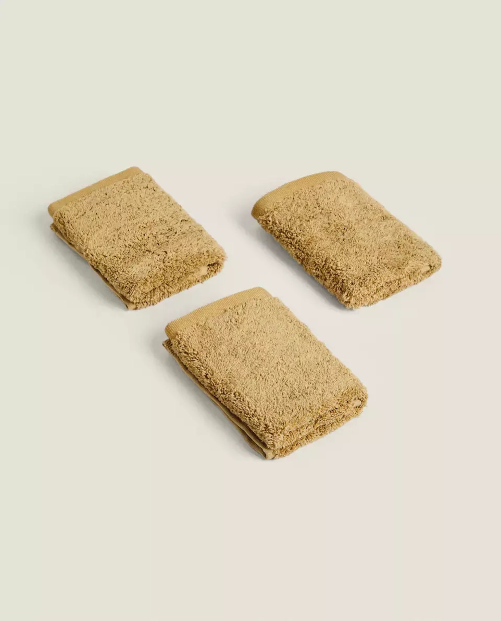 ZARA HOME (НАБОР ИЗ 3 ШТ.) ПОЛОТЕНЦЕ ИЗ ВЫСОКОКАЧЕСТВЕННОГО ХЛОПКА, ОЛИВКОВЫЙ