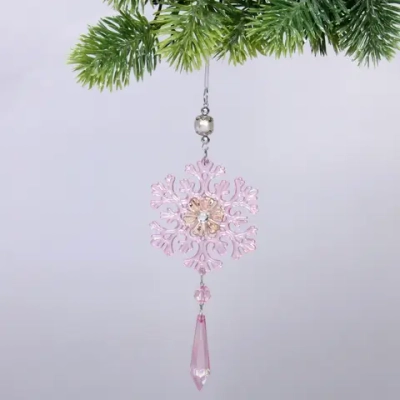 Подвеска «Ледяная снежинка» 8,5*20 см, Розовый