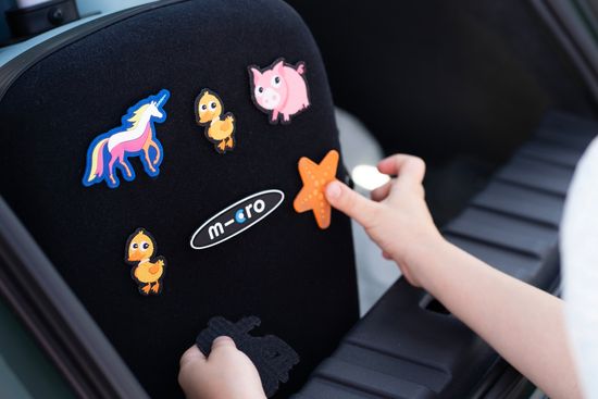 Чемокат Micro Luggage Junior LED морозный голубой с наклейками, лимитированная коллекция