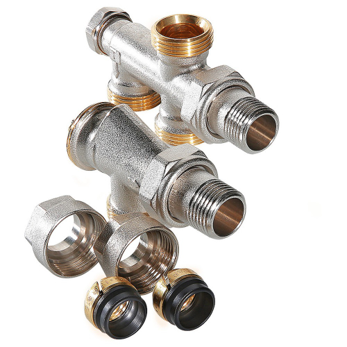 Узел бокового подключения при нижней разводке 1/2"х50проц.х3/4" (Valtec VT.225.K)(однотруб)