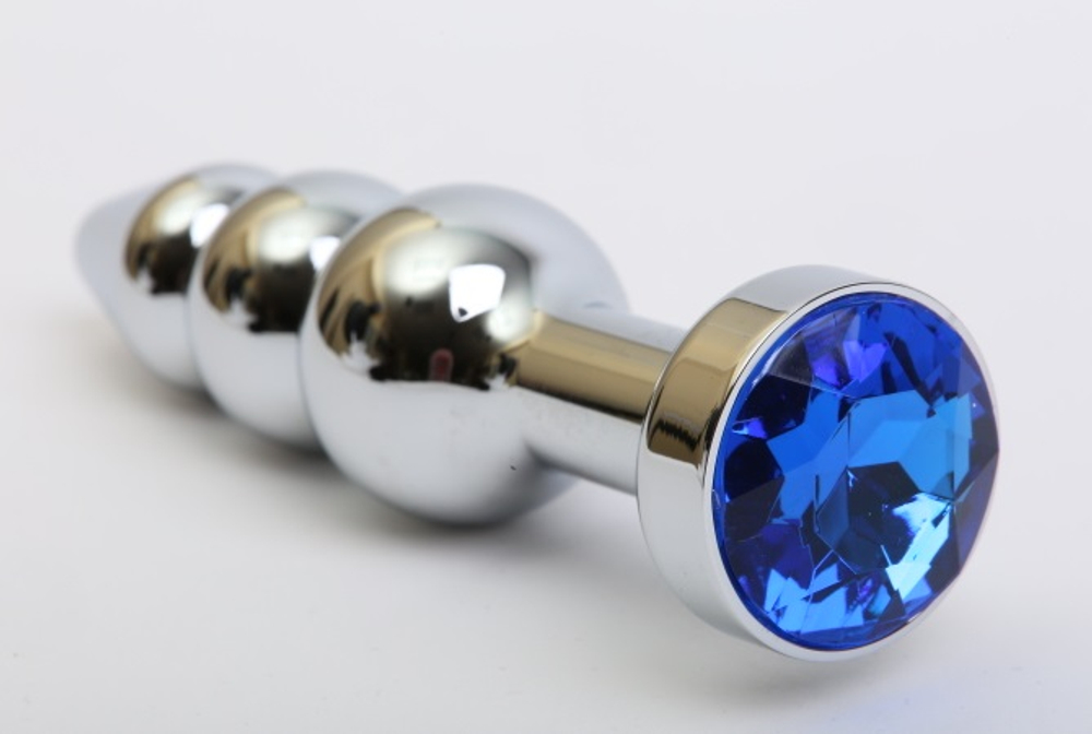 Пробка металл фигурная елочка серебро с синим стразом 11,2х2,9см 47435-3MM