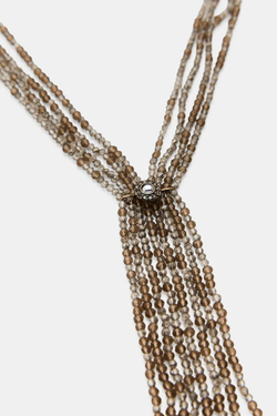 ZARA НАБОР ИЗ 2 ОЖЕРЕЛИЙ-ЧОКЕРОВ С БУСИНАМИ И СТРАЗАМИ, СЕРЫЙ