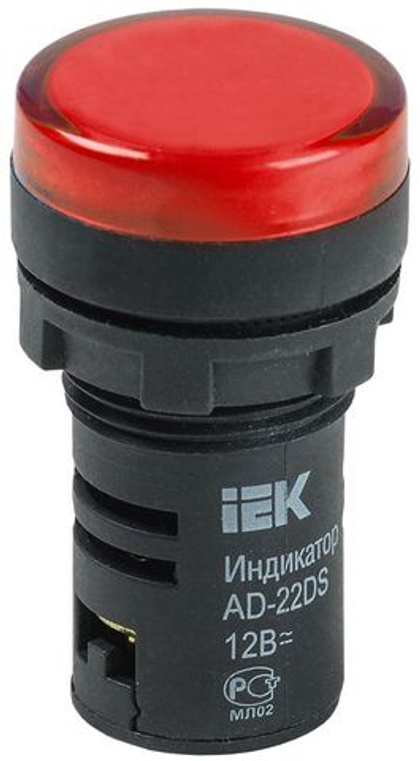 Лампа AD22DS(LED)матрица d=22мм красный 12В AC/DC IEK