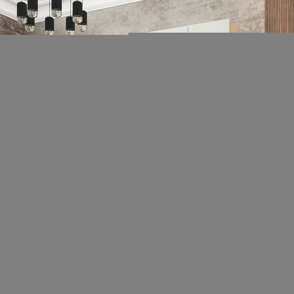 Шкаф Агератум МДФ четырехсекционный с антресолью и стеллажом Лайн керамика (0,27) А10032 матовая - Дуб Сонома 3025  210*50*260