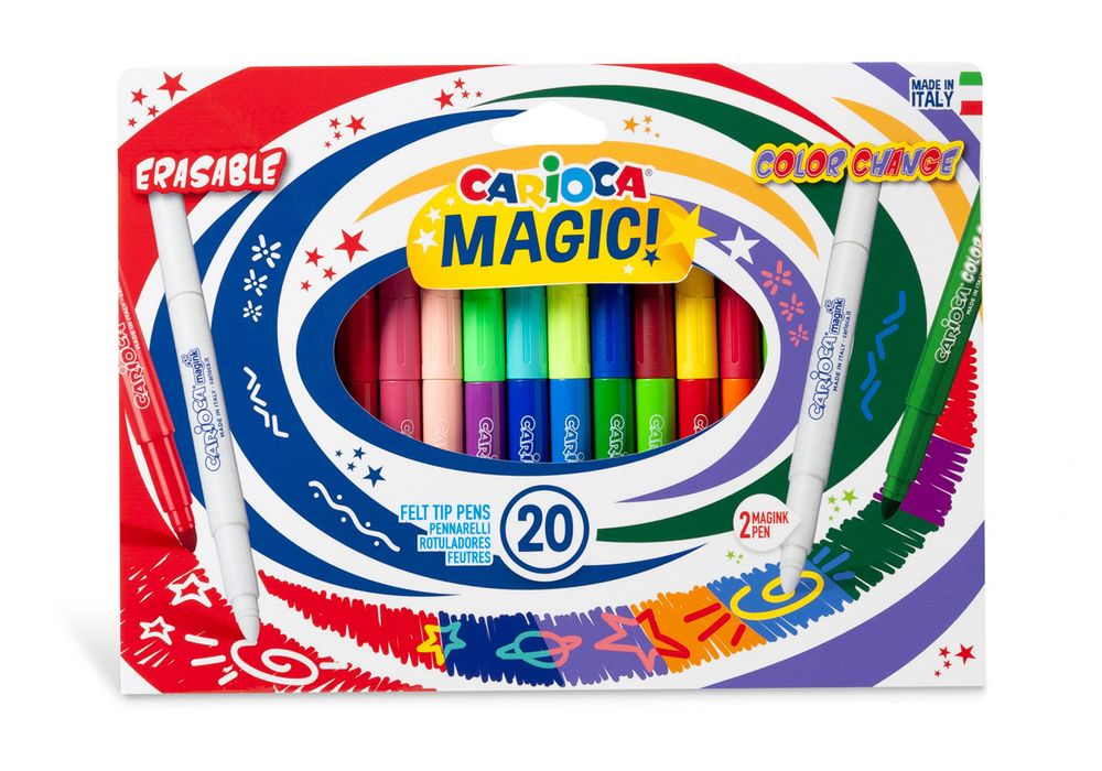 Фломастеры меняющие цвет Magic Markers стираемые, 20 шт, двухцветные 41369, Carioca