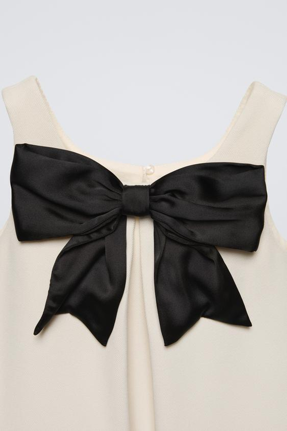 ZARA ПЛАТЬЕ С КОНТРАСТНЫМ БАНТОМ, ЭКРЮ