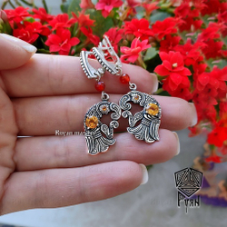 Серьги длинные "вОроны Одина".