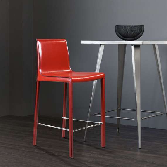 Полубарный стул Barrie 65 см красная кожа