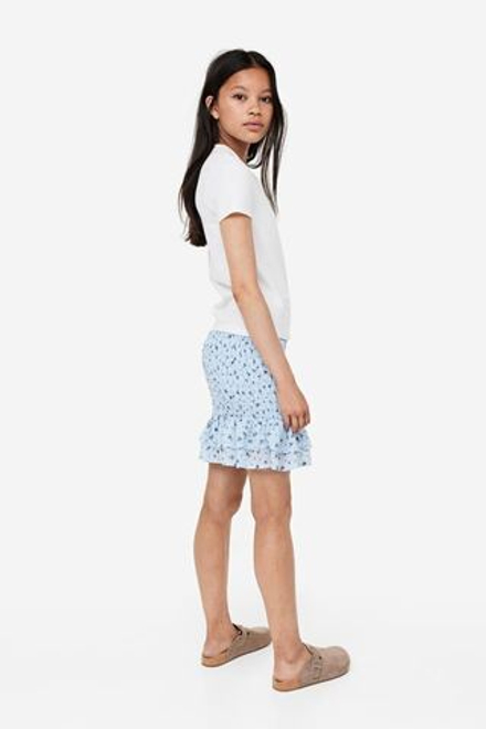 H&M Гофрированная шифоновая юбка, светло-голубой