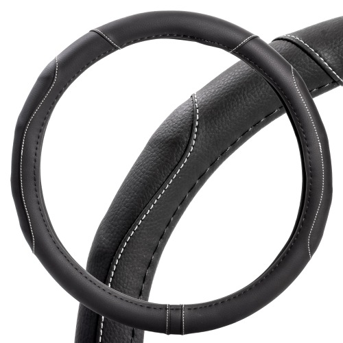 Оплетка руля M Airline кожа гладкая/рельефная черная, белая прошивка