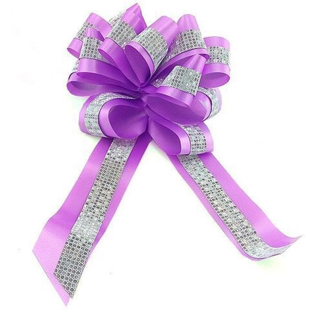 Бант-шар С глиттером Комбо, Сиреневый с серебром / 16см*4,5см