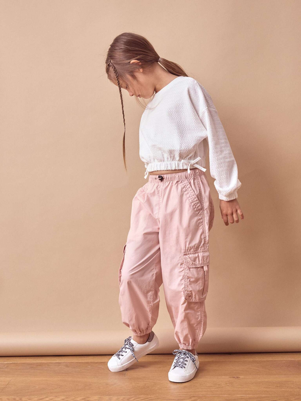 Лонгслив с завязками для девочки Next K88-496, Белый