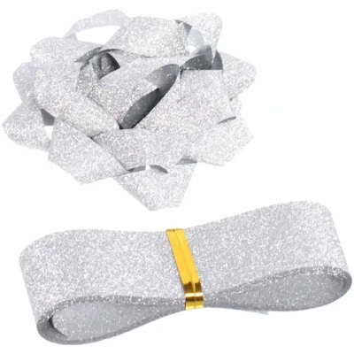 Набор для декорирования «Мерцание» бант 6см, лента 2см (3м), Серебро