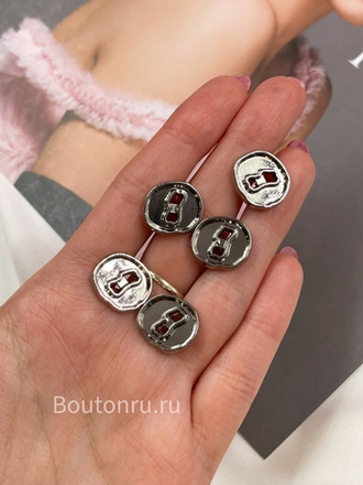Пуговицы Скиапар. серебристые "Замочная скважина"
