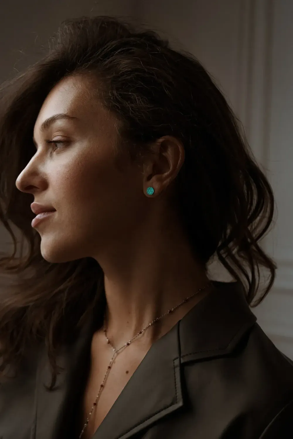 Серьги-пусеты круги Green