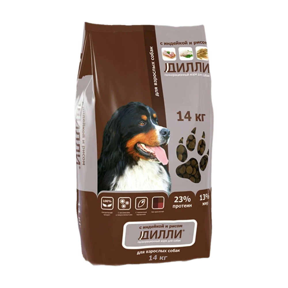 Дилли корм сухой для собак индейка с рисом