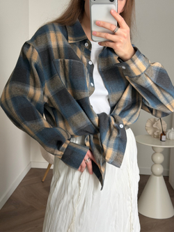 Рубашка в клетку синий