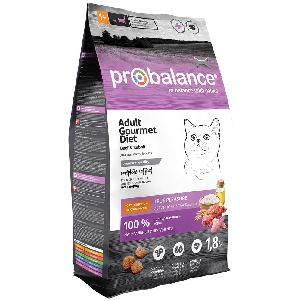 Сухой корм ProBalance Gourmet Diet для взрослых кошек с говядиной и кроликом Сухой корм ProBalance Gourmet Diet для взрослых кошек с говядиной и кроликом