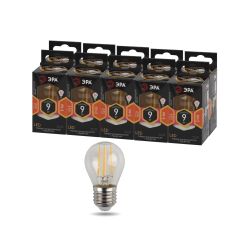 Лампа светодиодная ЭРА F-LED P45-9W-827-E27 9Вт филамент шар теплый белый свет Е27 | Филаментные декоративные