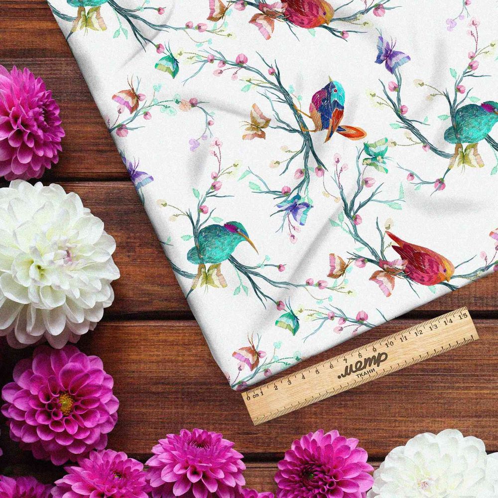 Ткань сатин птичьи разговоры