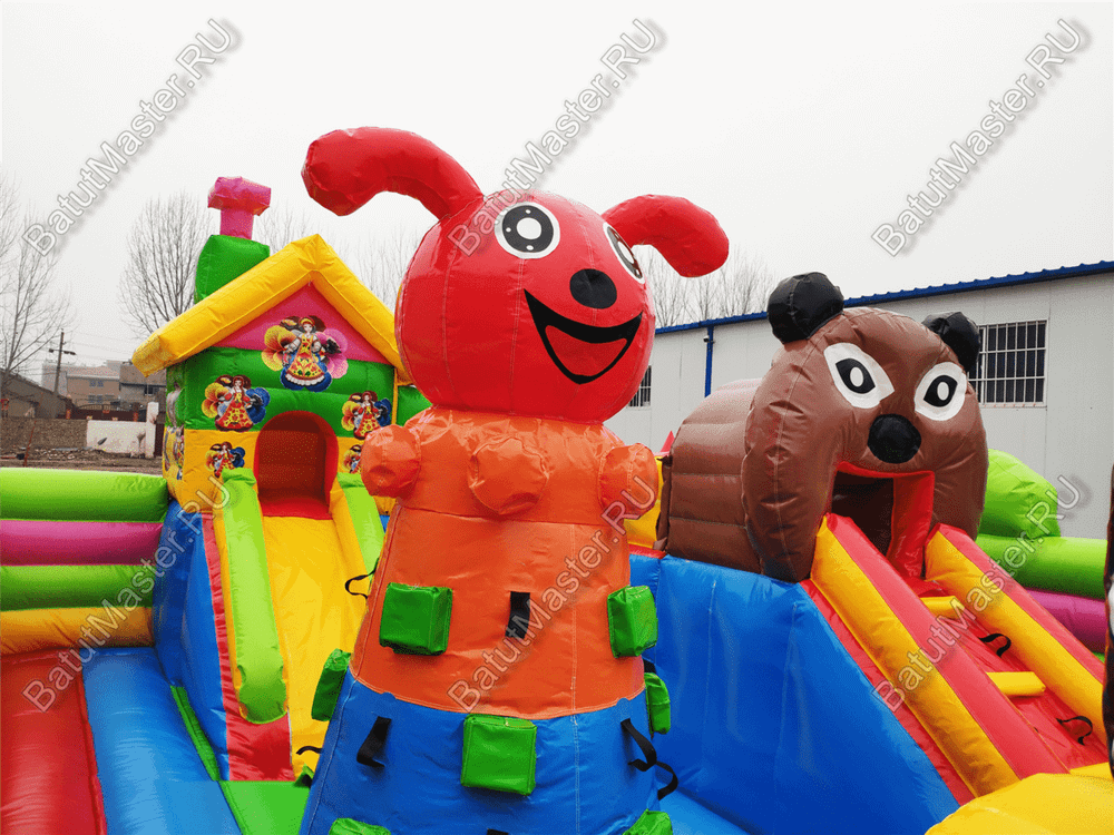 Коммерческий надувной батут "Маша и Миша" 10*6*3 м