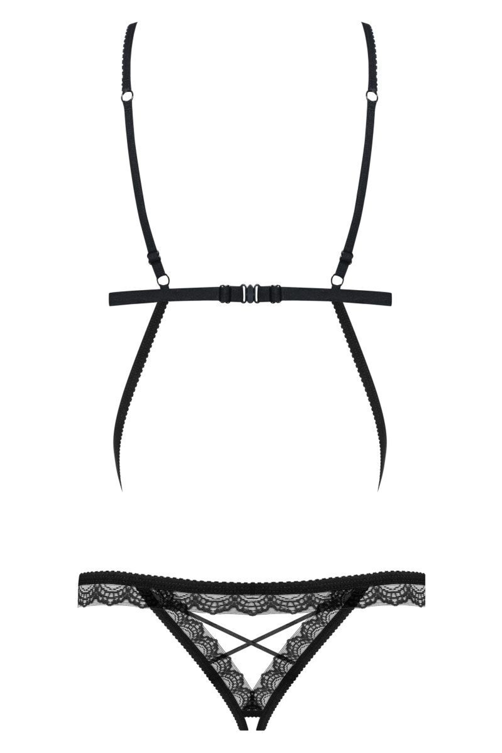 Эротичное боди со вставкой из кружева (Размер: L-XL) (Цвет: черный)