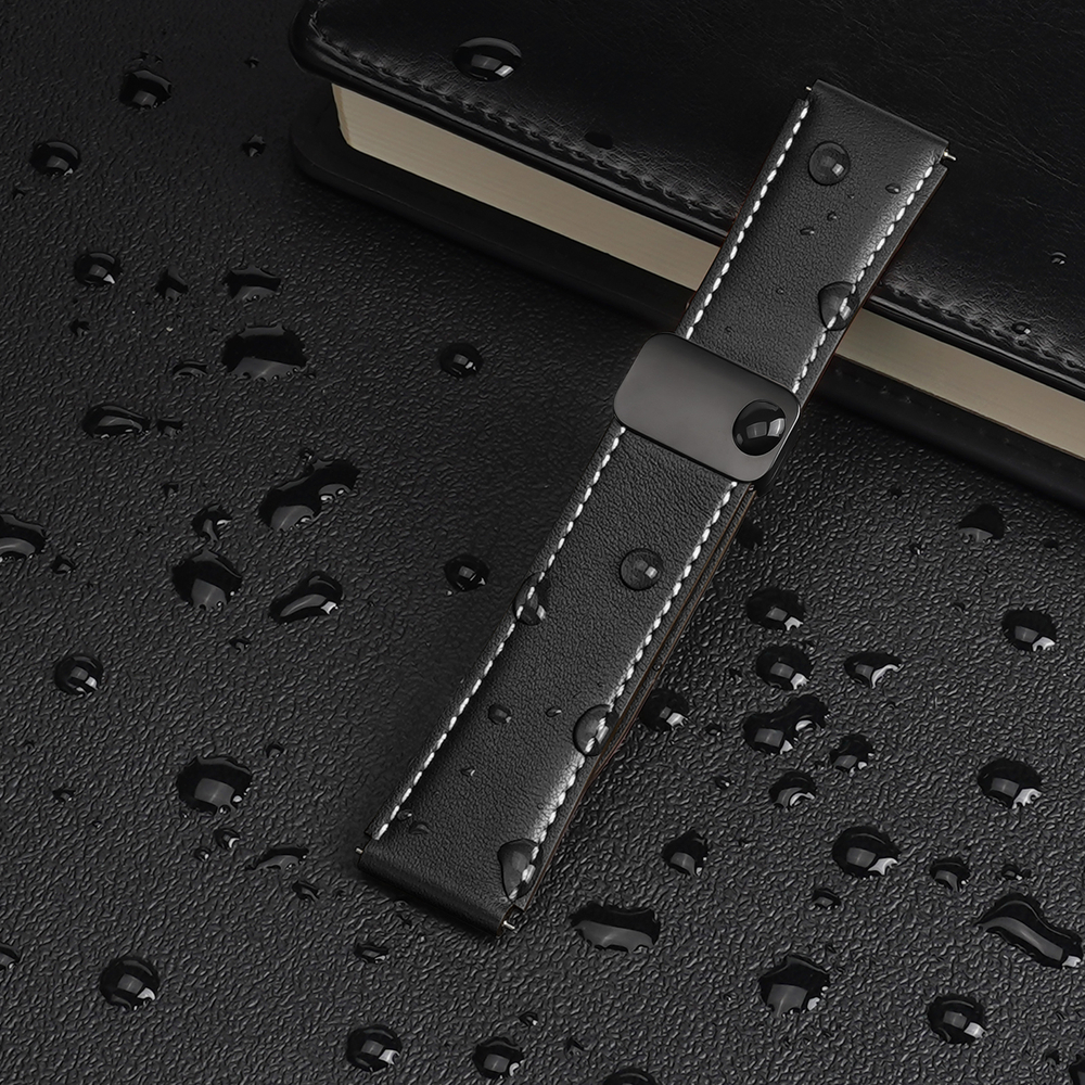 Ремешок из натуральной кожи черного цвета от Dux Ducis для часов Samsung Galaxy Watch 3, 4, 5, 6 и 7 (размер крепления 20мм), серия YA Series