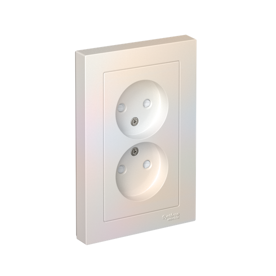 Розетка 2-м СП AtlasDesign 16А IP20 без заземл. защ. шторки в сборе жемчуж. SE ATN000422