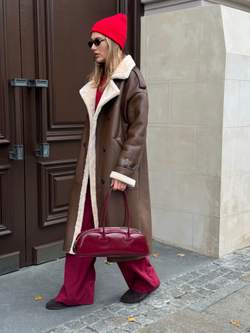 Дубленка миди шоколад