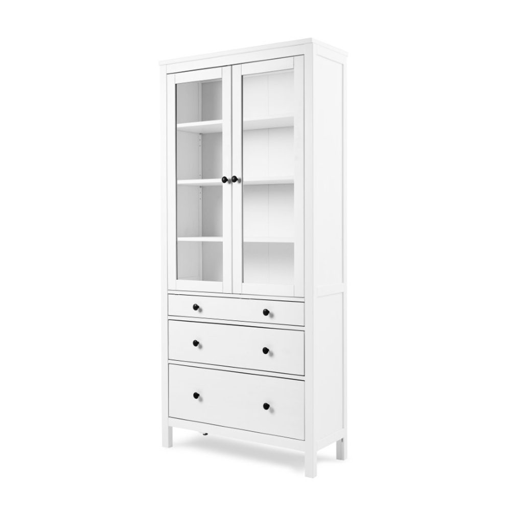 Шкаф-витрина Хемнэс Hemnes/Кымор, 3 ящика, 90х198х37 см, белый