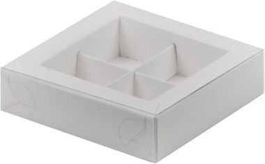 Коробка для конфет с пластиковой крышкой 4 конфет