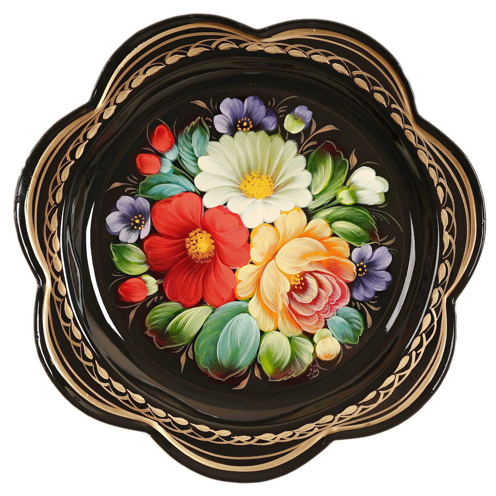 Жостовский поднос декоративный, размер 18 см (A1), металлический