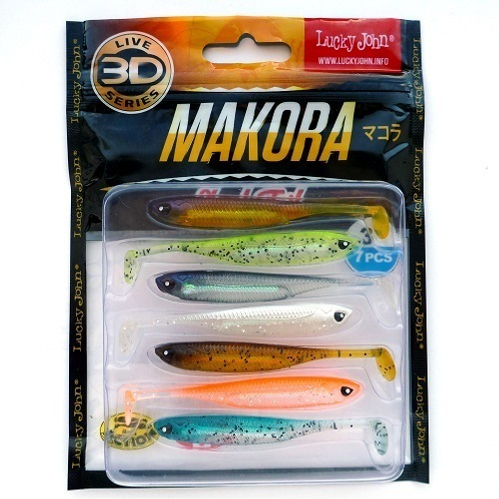 Виброхвост LJ 3D Series Makora Shad Tail 3.0in (7,6см), цвет MIX1, 7 шт.