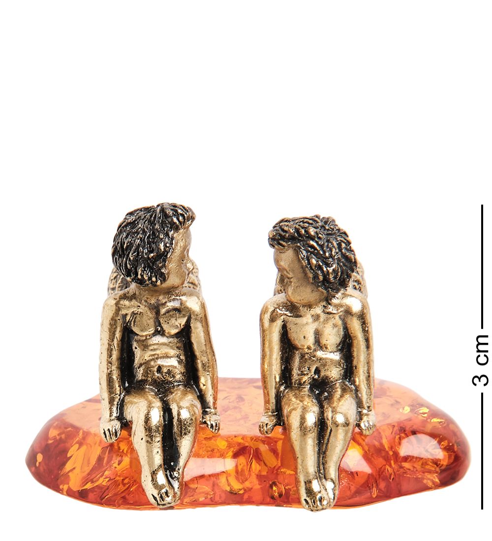 AM- 787 Фигурка «Ангелочки» (латунь, янтарь)