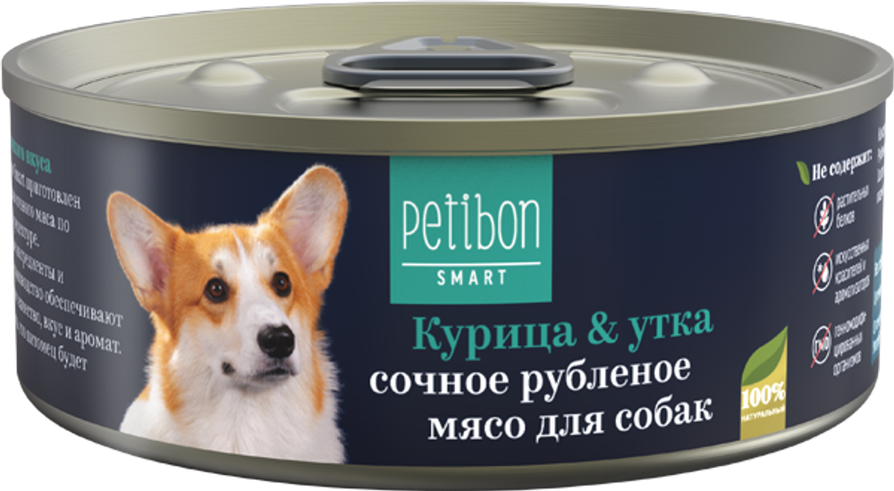 Корм консервированный для собак Petibon Smart &quot;Рубленое мясо с курицей и уткой&quot;, 100 г