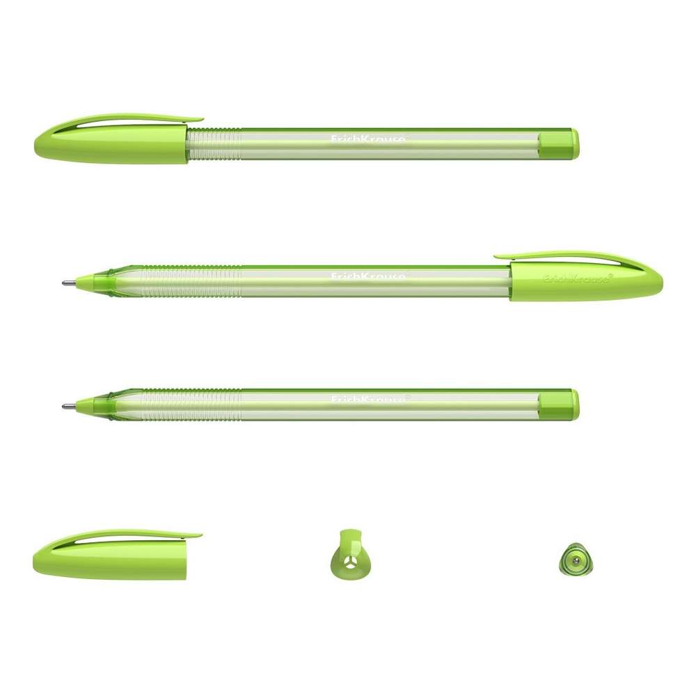 Ручка шариковая Erich Krause "U-108 Spring Stick Ultra Glide Technology", 0,7 мм, синяя, игольч. након., полупрозр. корпус, грип, карт. уп