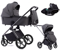 Детская коляска Peppy Monaco 3 в 1 с автокреслом Verona Black Antrazit (графитовый), рама серая